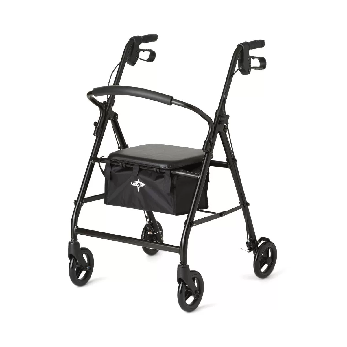 lightweight, foldable rolling walker with hand brakes and seat for obese people